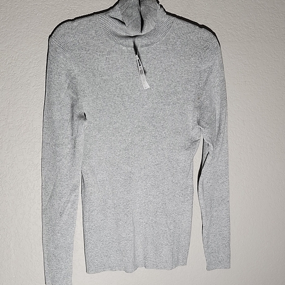 Gap Shirt Womens Size L Pullover Gray  Ribbed Bodycon Turtleneck Longsleeve New - Picture 1 of 9